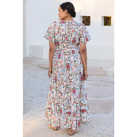 nwt by ANTHRPOLOGIE sz 3X Somerset Maxi Dress: Ivory Tile Motif - Picture 4 of 5